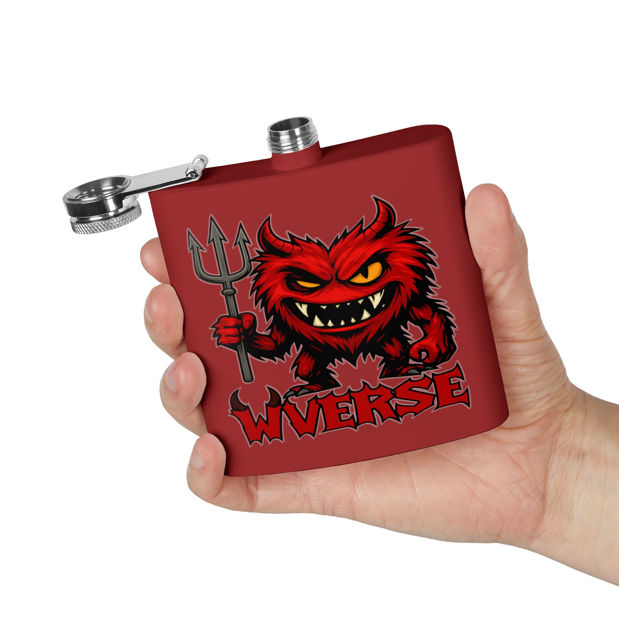 W Verse Mascot & Devilish Logo Flask