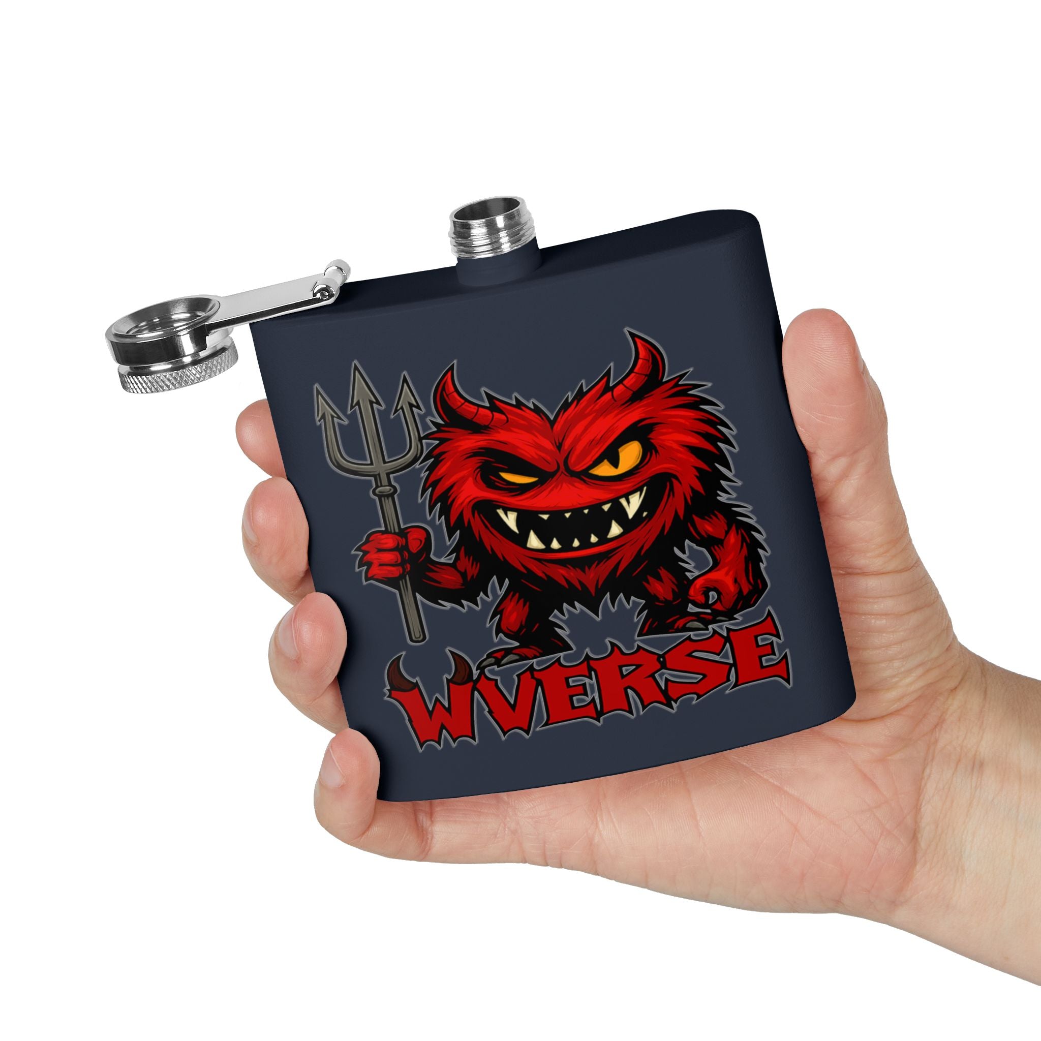 W Verse Mascot & Devilish Logo Flask