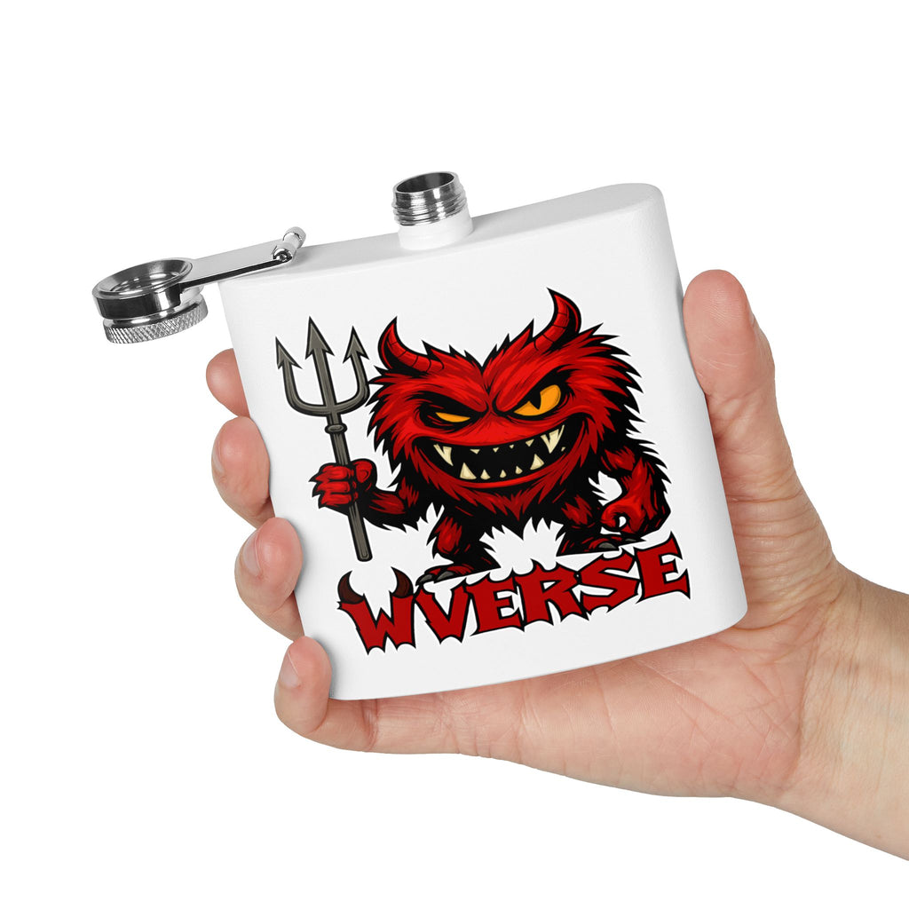 W Verse Mascot & Devilish Logo Flask