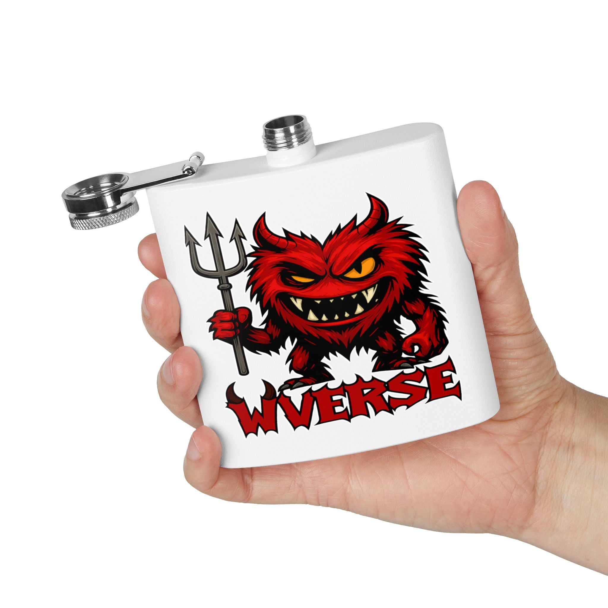W Verse Mascot & Devilish Logo Flask