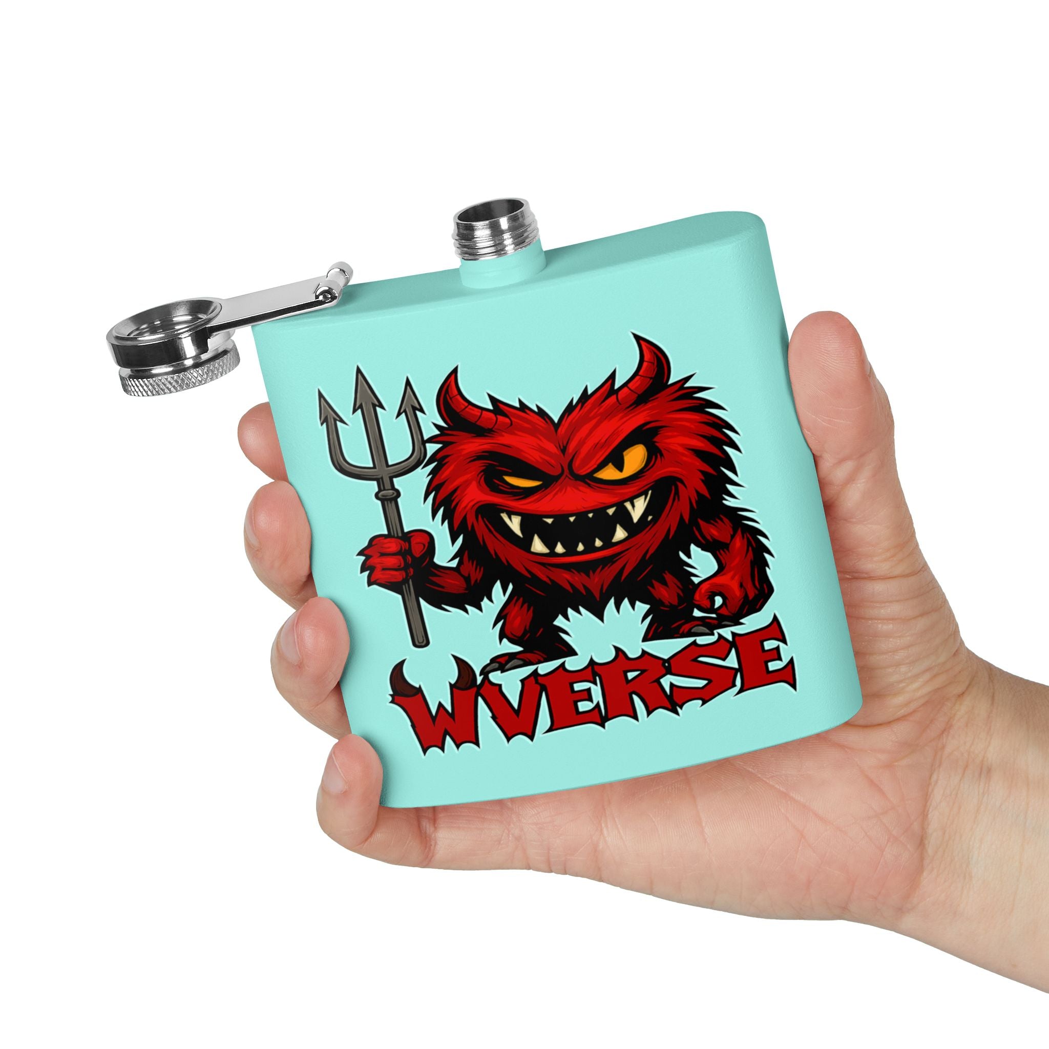 W Verse Mascot & Devilish Logo Flask