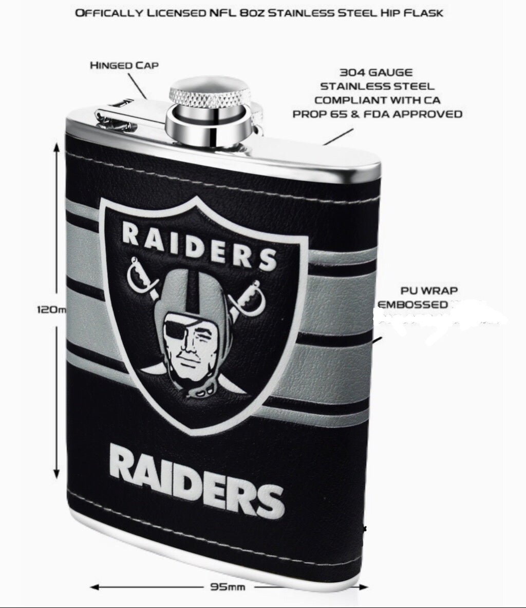 Las Vegas Raiders 8oz Stainless Steel Hip Flask