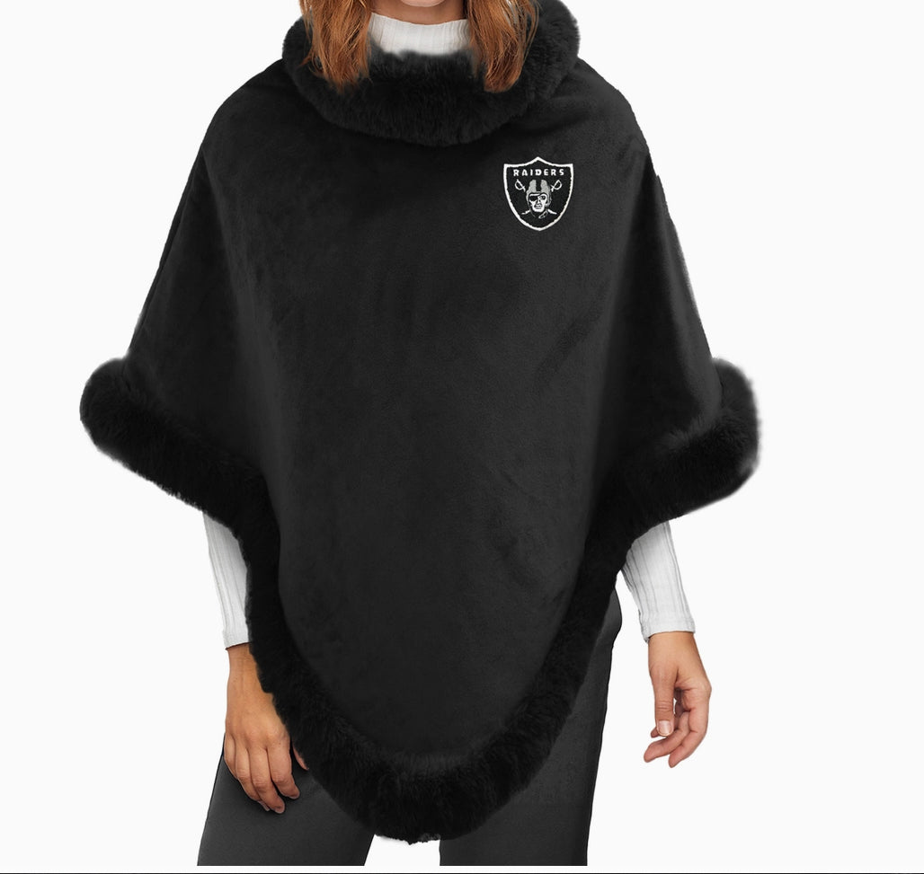 Las Vegas Raiders Fur Trim Poncho